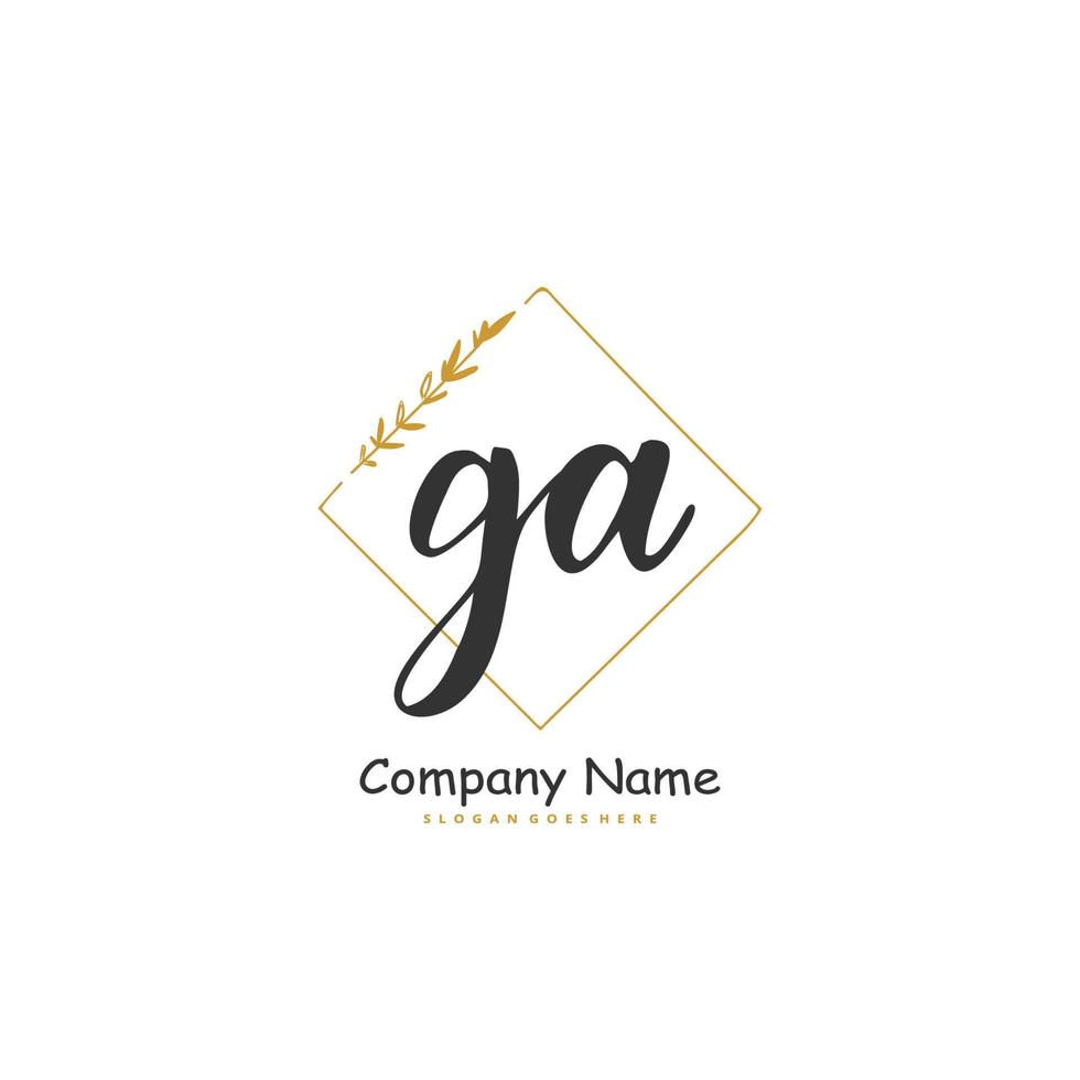 ga Anfangshandschrift und Signatur-Logo-Design mit Kreis. schönes design handgeschriebenes logo für mode, team, hochzeit, luxuslogo. vektor