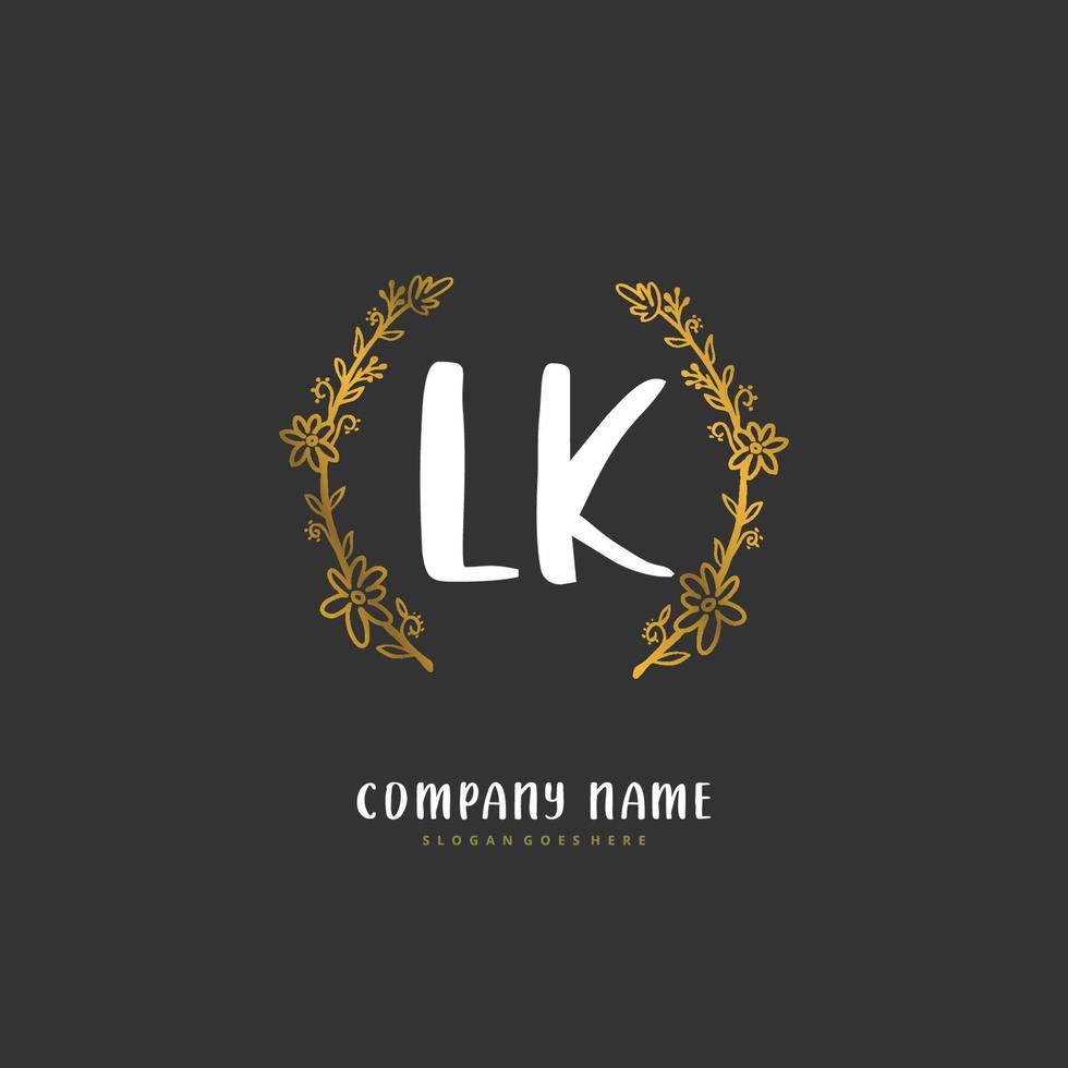 lk Anfangshandschrift und Signatur-Logo-Design mit Kreis. schönes design handgeschriebenes logo für mode, team, hochzeit, luxuslogo. vektor