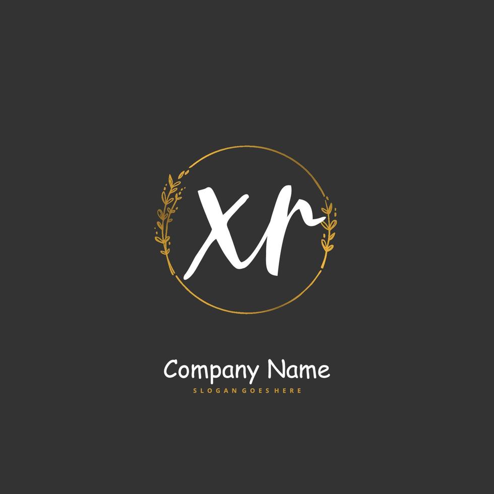 xr Anfangshandschrift und Signatur-Logo-Design mit Kreis. schönes design handgeschriebenes logo für mode, team, hochzeit, luxuslogo. vektor