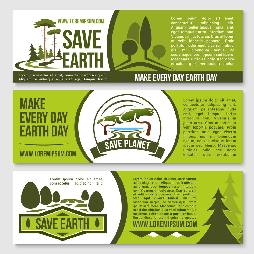 spara natur planet jord skydd vektor banderoller