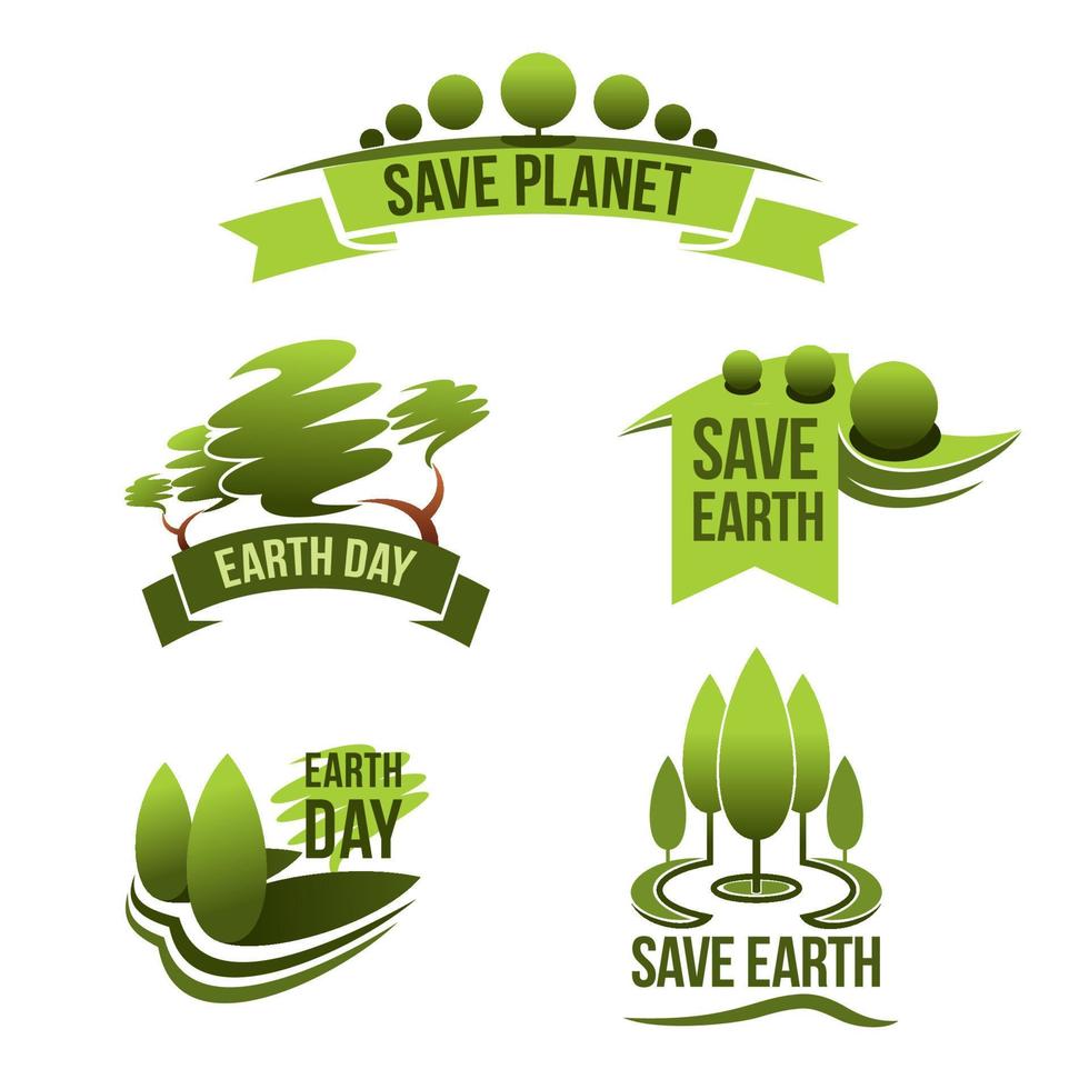vektor ikoner för spara jord och natur ekologi