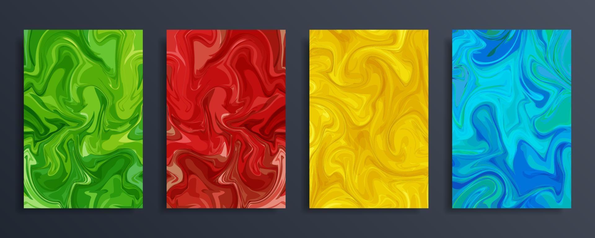 uppsättning av abstrakt vätska Färg bakgrund. flytande dynamisk tapet i platt stil. vektor