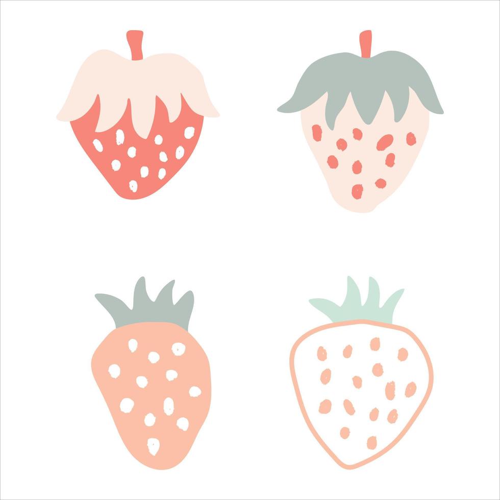 einfache handgezeichnete moderne frische erdbeere. gesundes Ernährungsprodukt. vektorisolierte illustrationsfrucht für den druck. vektor
