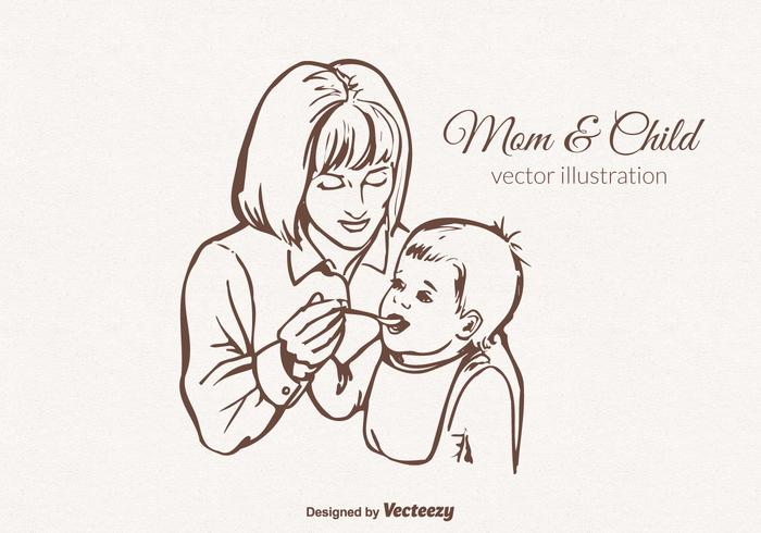 Gratis vektor mamma och barn illustration