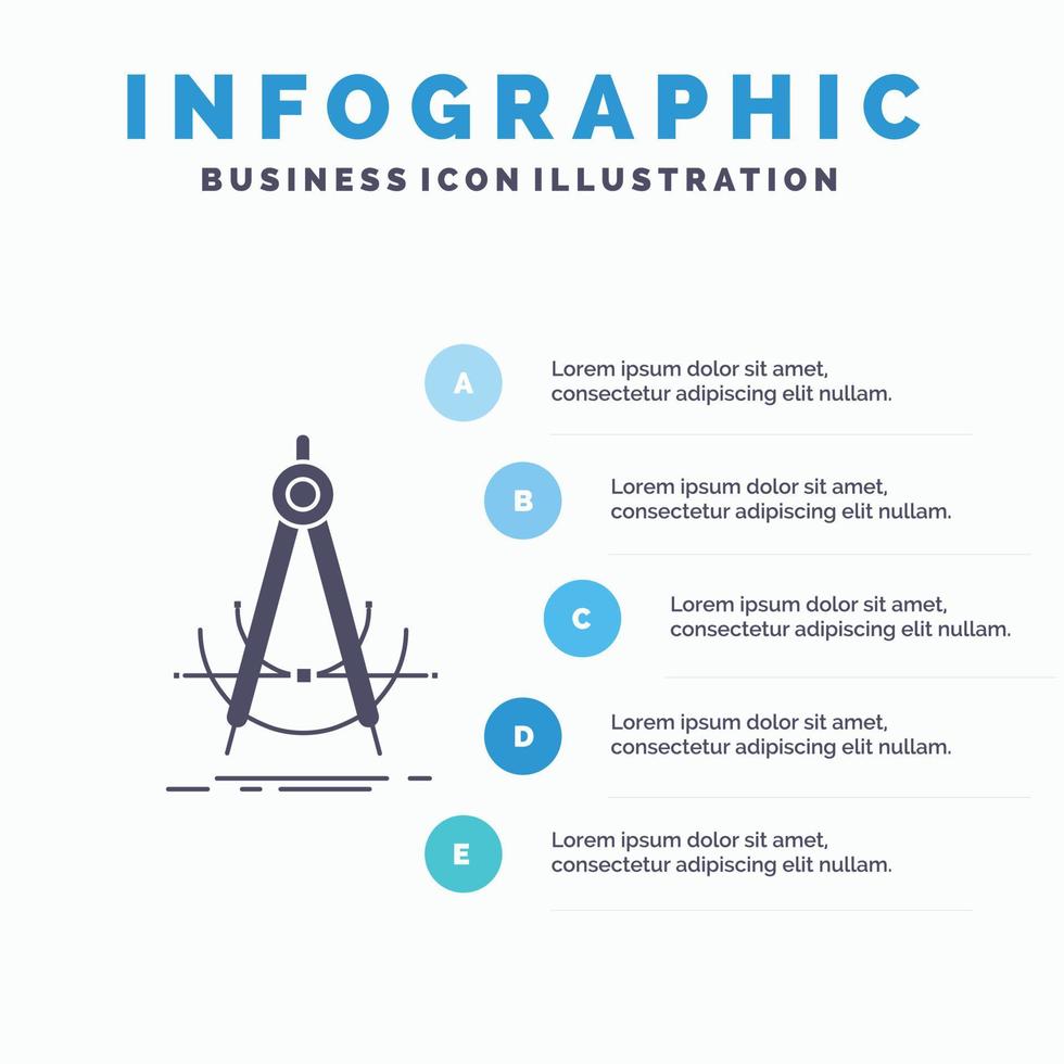 Präzision. genau. Geometrie. Kompass. Mess-Infografik-Vorlage für Website und Präsentation. Glyph graues Symbol mit blauer Infografik-Stil-Vektorillustration. vektor