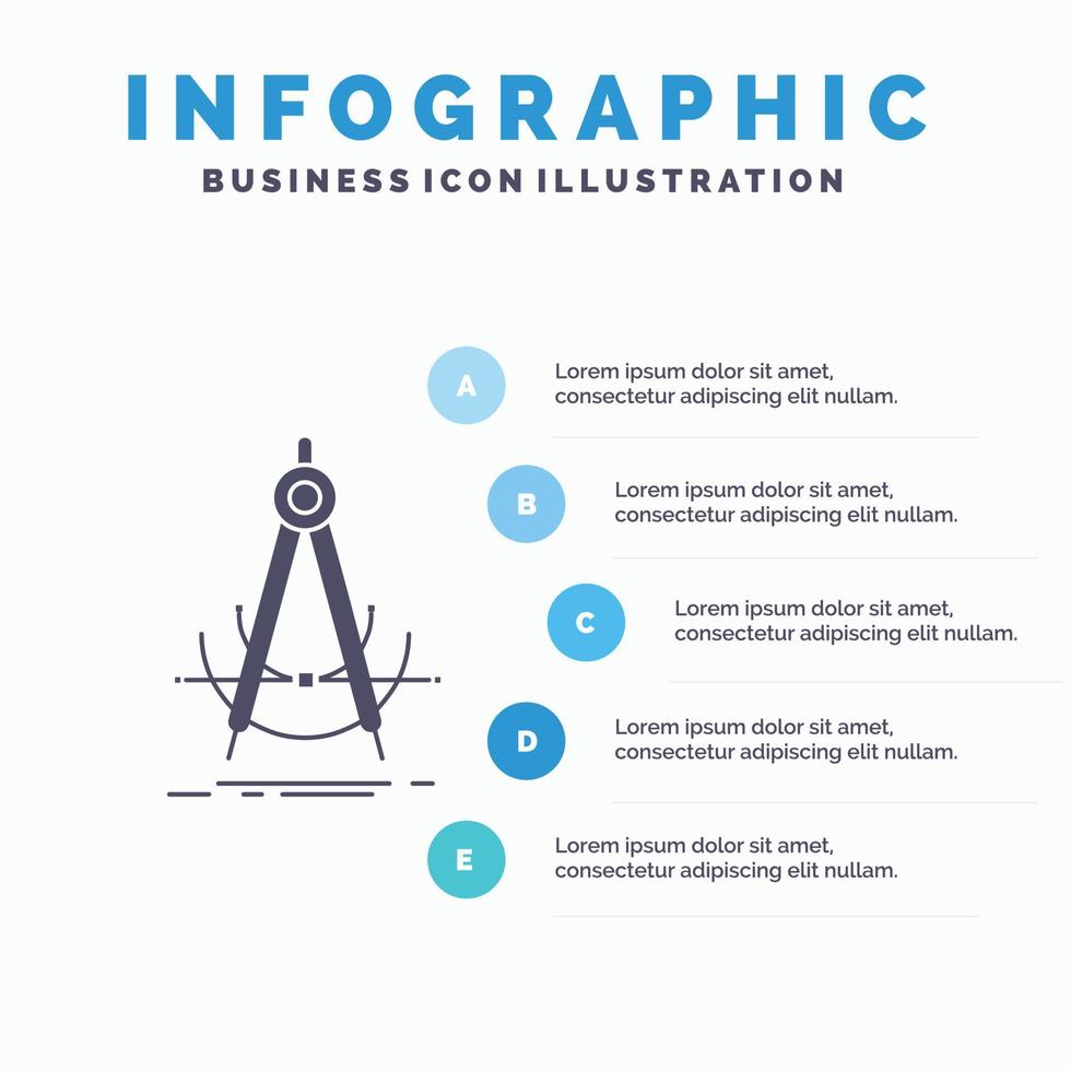 precision. korrekt. geometri. kompass. mått infographics mall för hemsida och presentation. glyf grå ikon med blå infographic stil vektor illustration.