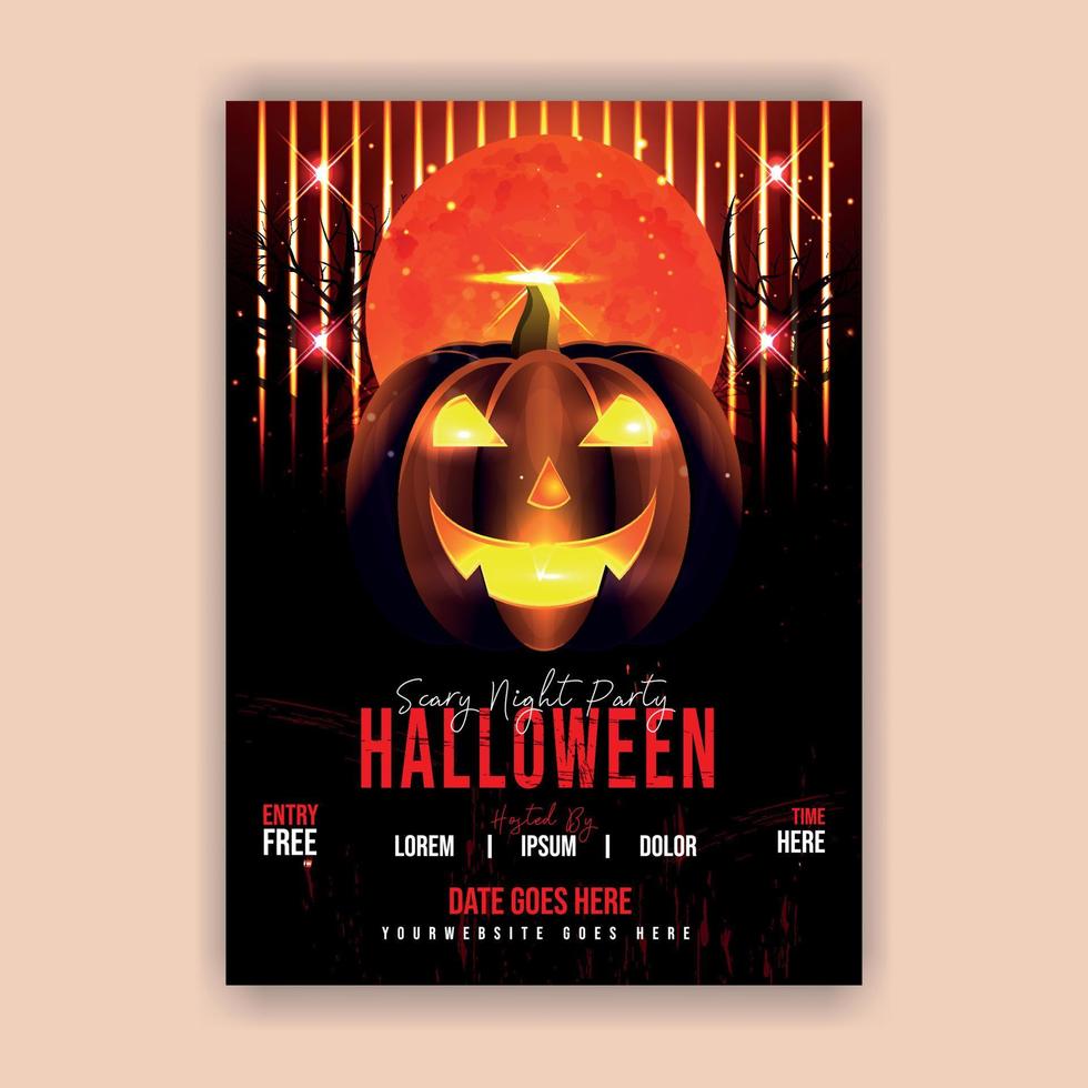 halloween fest flygblad design med pumpa vektor