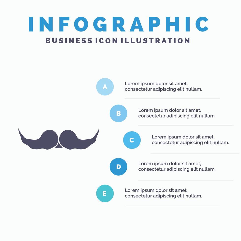 mustasch. hipster. flyttar. manlig. män infographics mall för hemsida och presentation. glyf grå ikon med blå infographic stil vektor illustration.