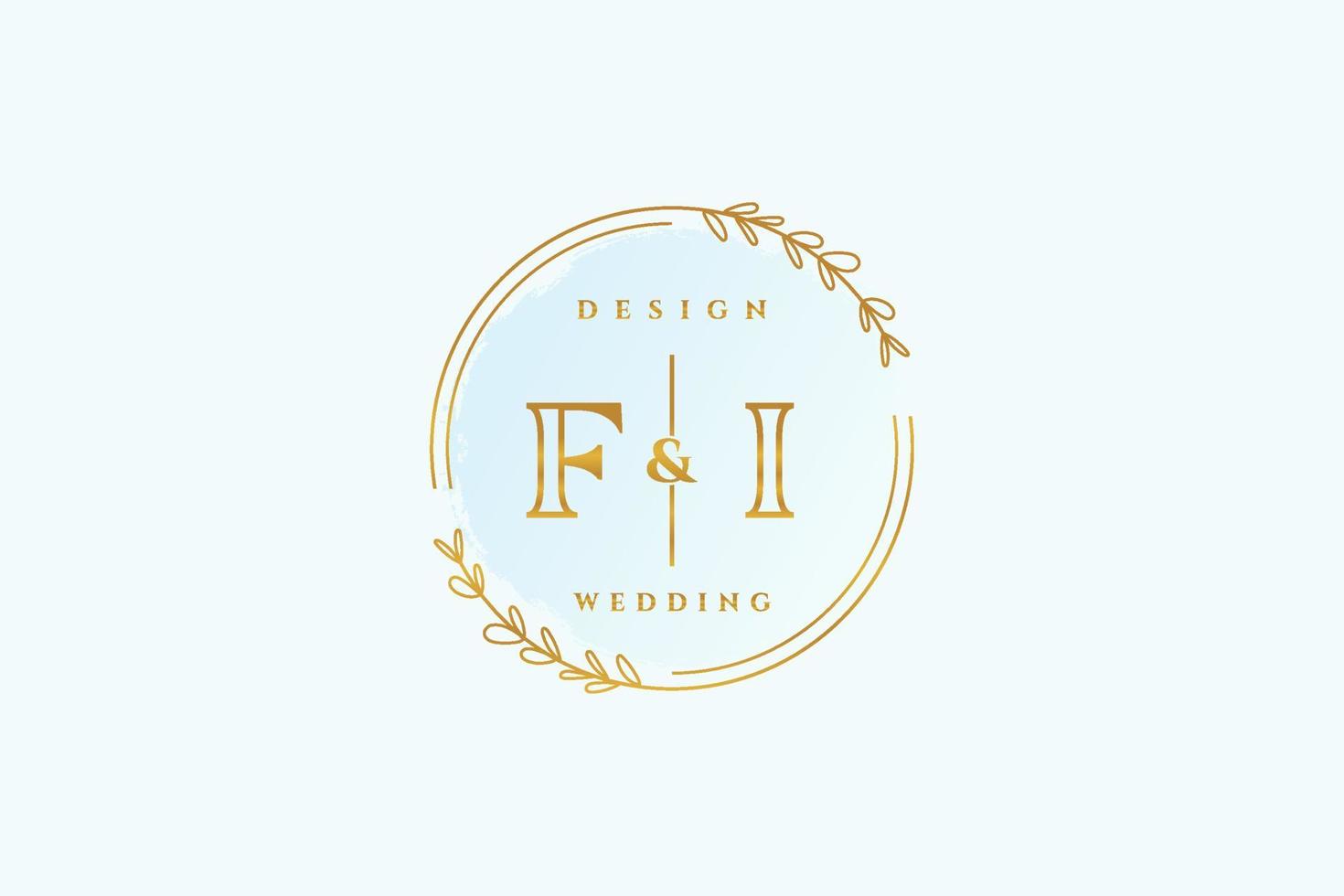 anfängliches fi-schönheitsmonogramm und elegantes logo-design handschriftlogo der ersten unterschrift, hochzeit, mode, blumen und botanik mit kreativer vorlage. vektor