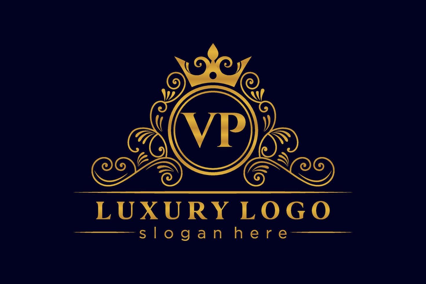 vp anfangsbuchstabe gold kalligrafisch feminin floral handgezeichnet heraldisch monogramm antik vintage stil luxus logo design premium vektor