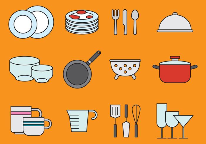 Nette Geschirr und Küche Icons vektor