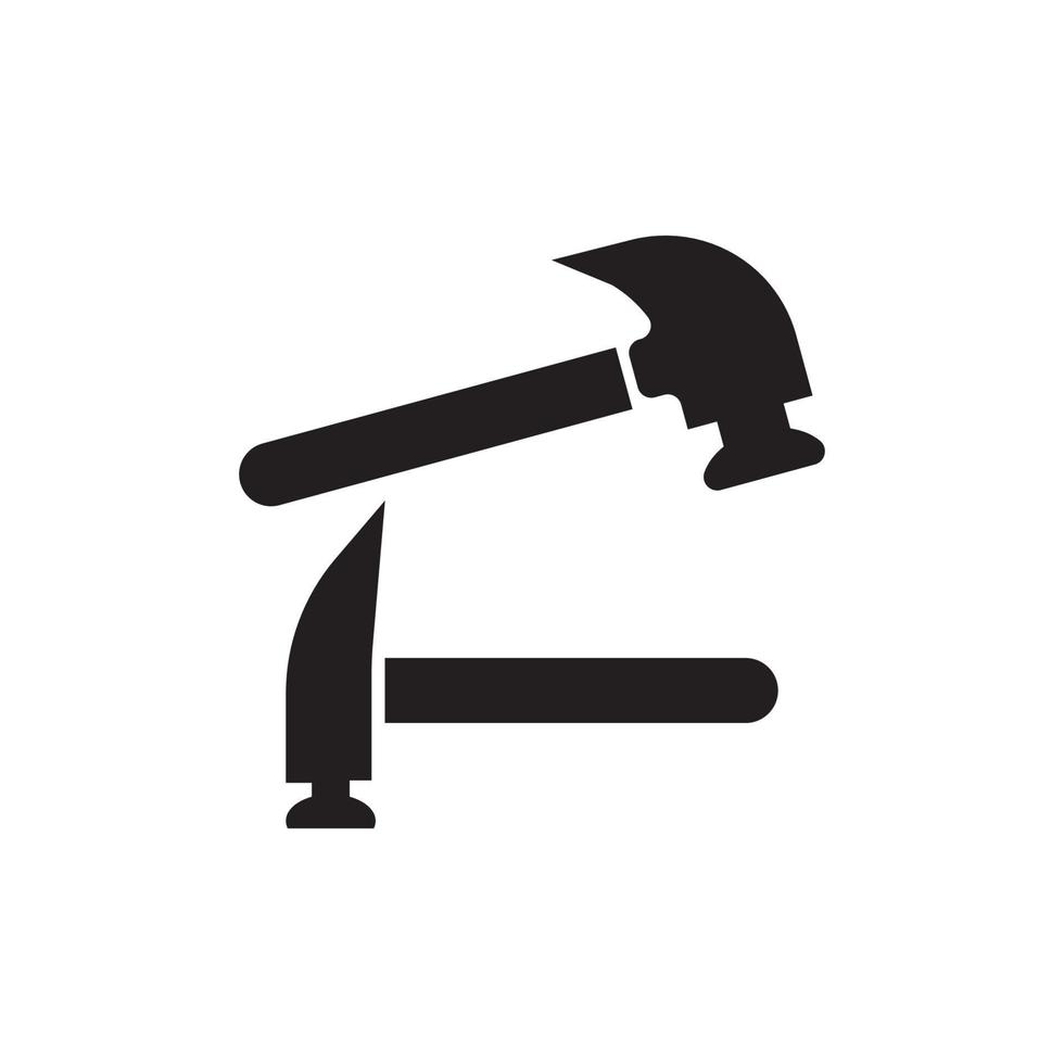 hammare ikon logotyp, vektor design