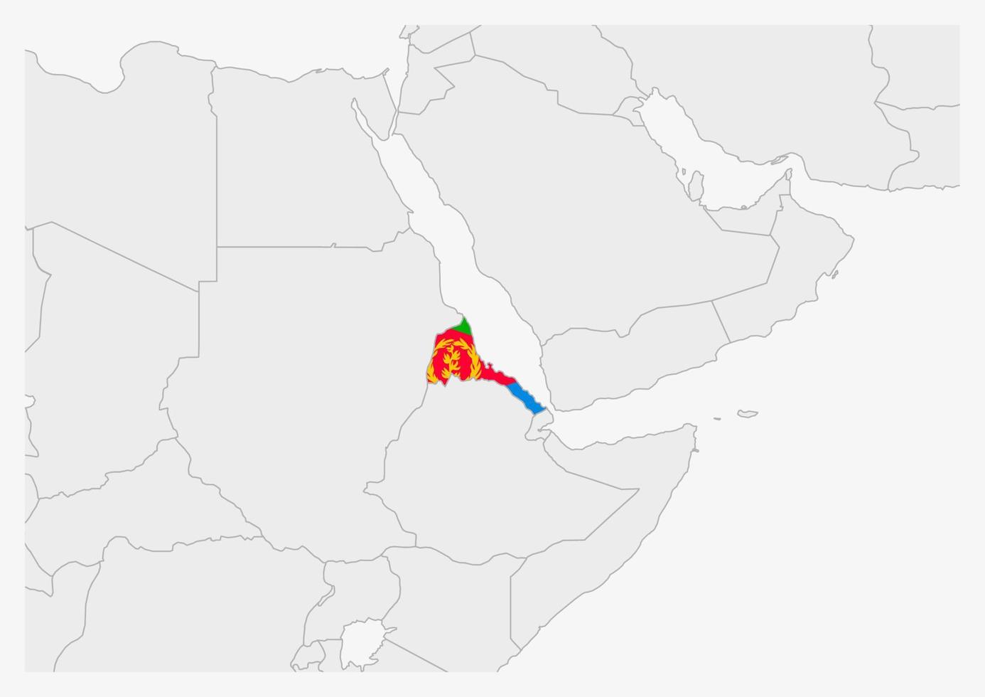 eritrea Karta markerad i eritrea flagga färger vektor