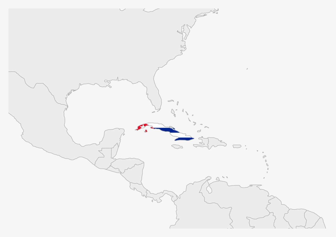 kuba Karta markerad i kuba flagga färger vektor