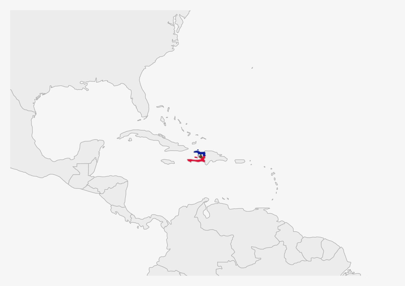 Haiti-Karte in den Farben der Haiti-Flagge hervorgehoben vektor