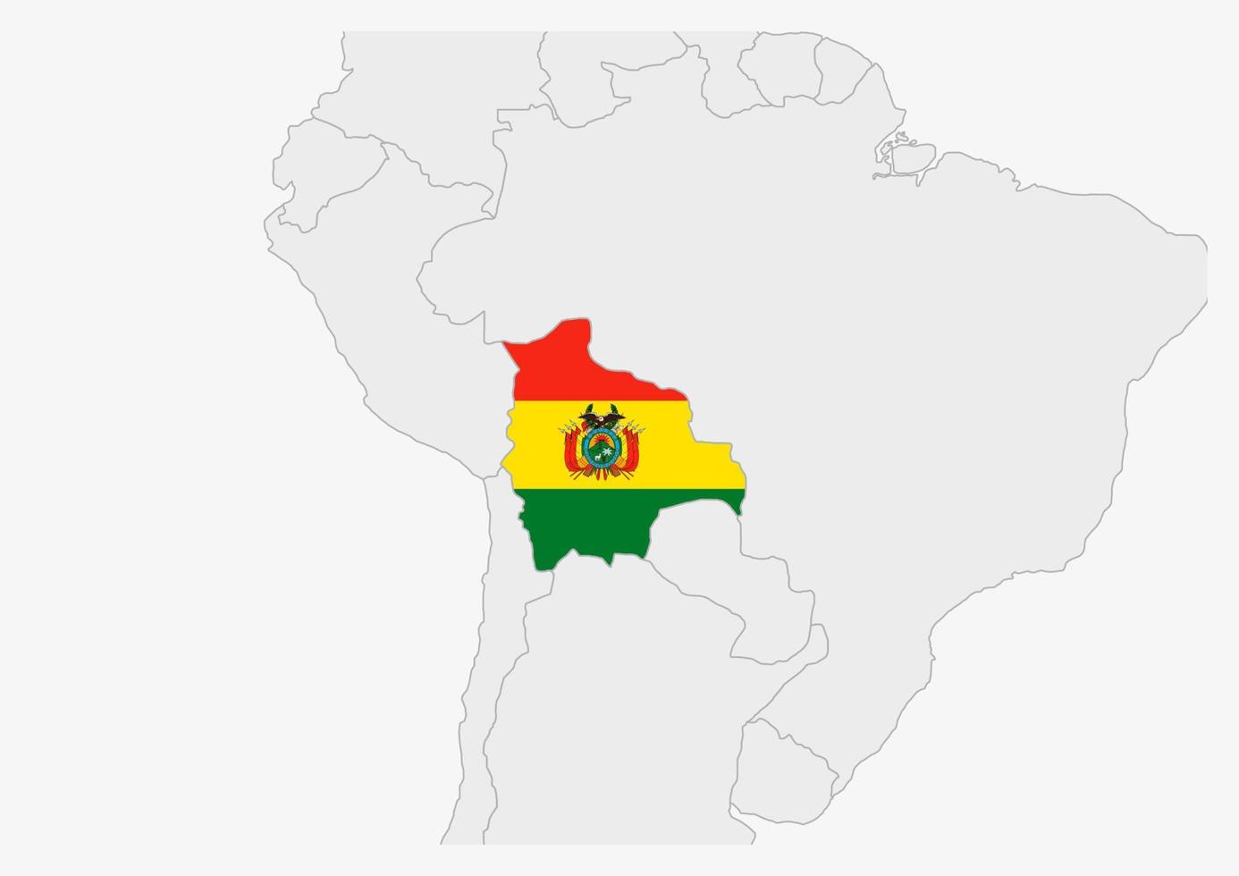 bolivia Karta markerad i bolivia flagga färger vektor