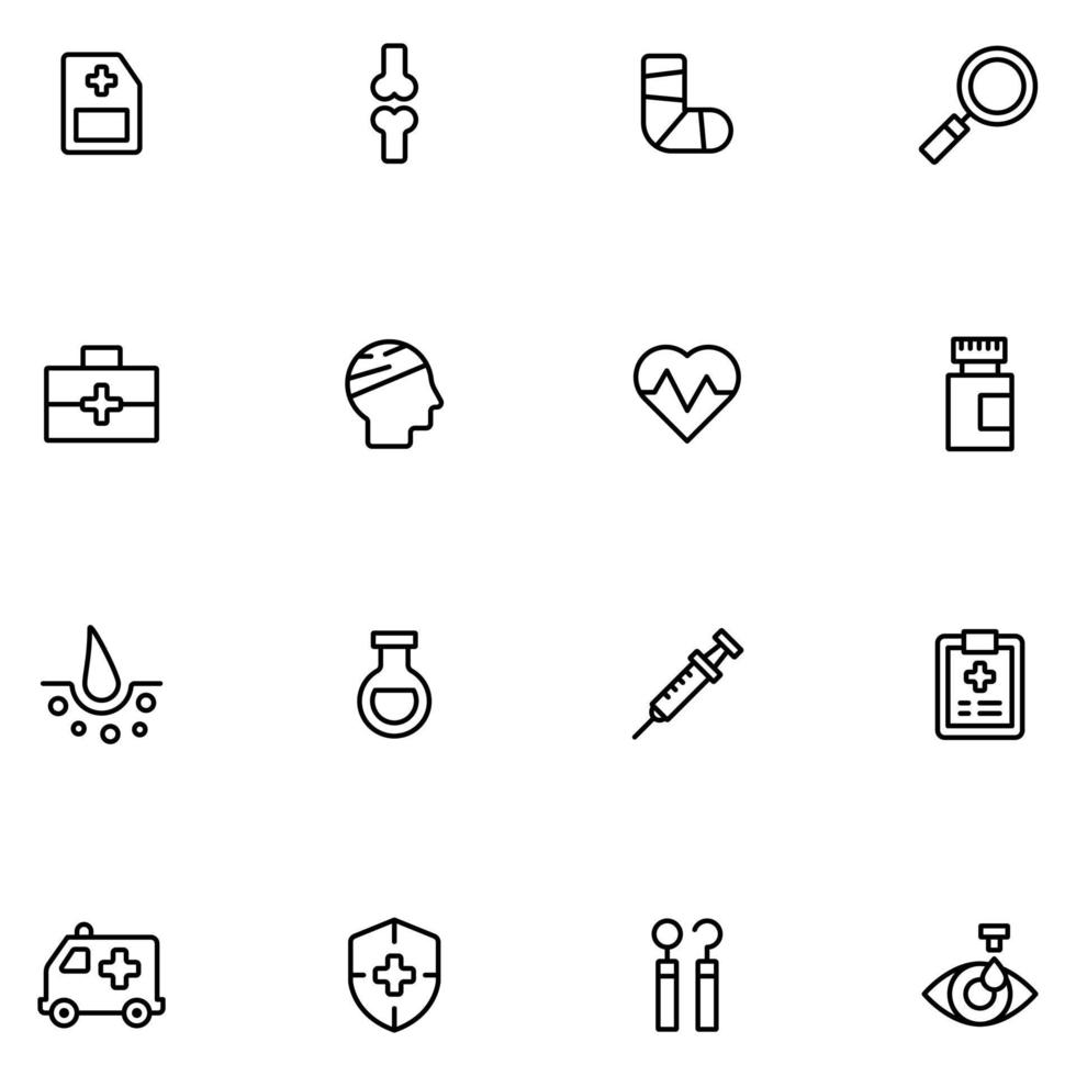 Gesundheitswesen Gliederungssatz von Symbolen für das Web vektor