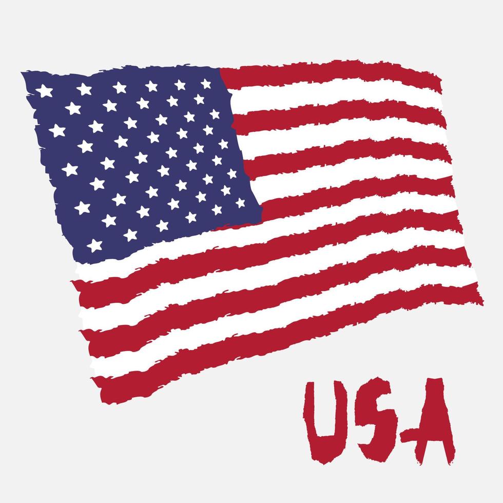 vintage nationalflagge der usa in zerrissenem papier grunge textur stil. hintergrund des unabhängigkeitstages. isoliert auf weiß gute idee für retro-abzeichen, banner, t-shirt-grafikdesign. vektor