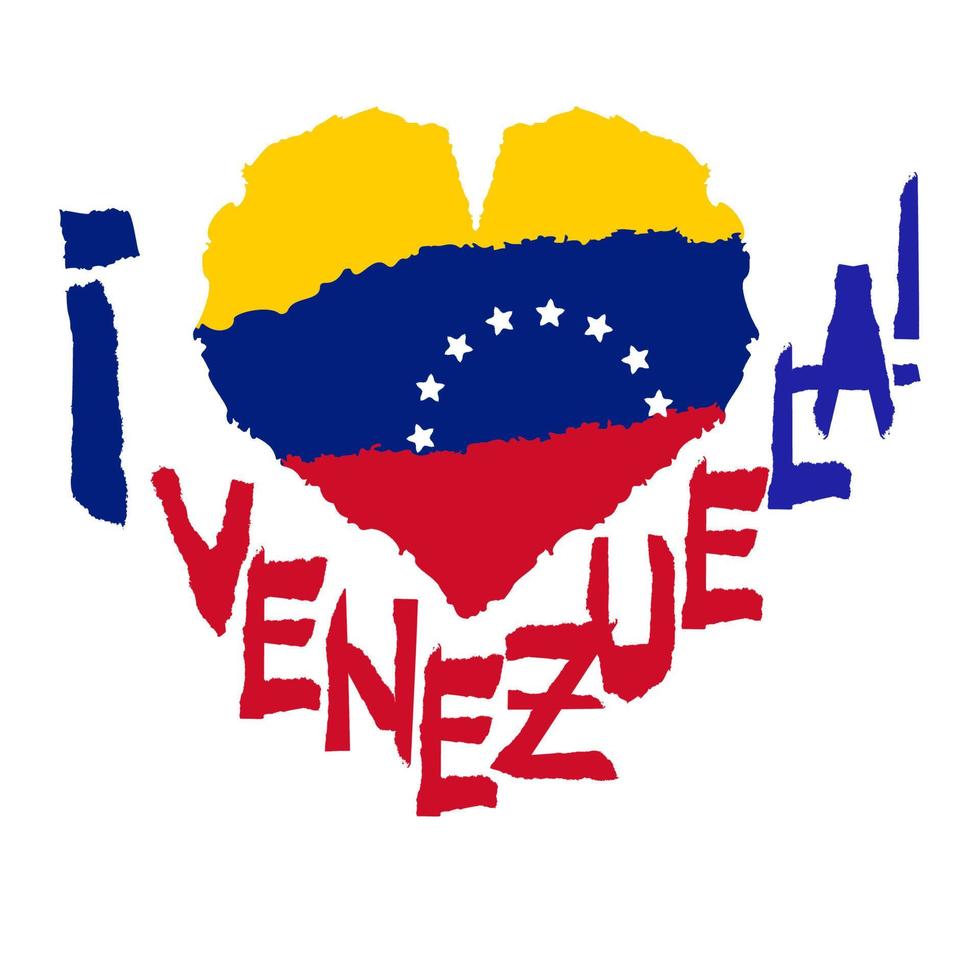 kärlek venezuela, amerika. årgång nationell flagga i silhuett av hjärta trasig papper grunge textur stil. oberoende dag bakgrund. Bra aning för retro bricka, baner, t-shirt grafisk design. vektor