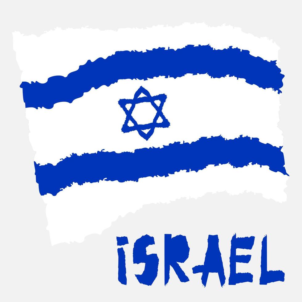 vintage nationalflagge israels in zerrissenem papier grunge textur stil. hintergrund des unabhängigkeitstages. isoliert auf weiß gute idee für retro-abzeichen, banner, t-shirt-grafikdesign. vektor