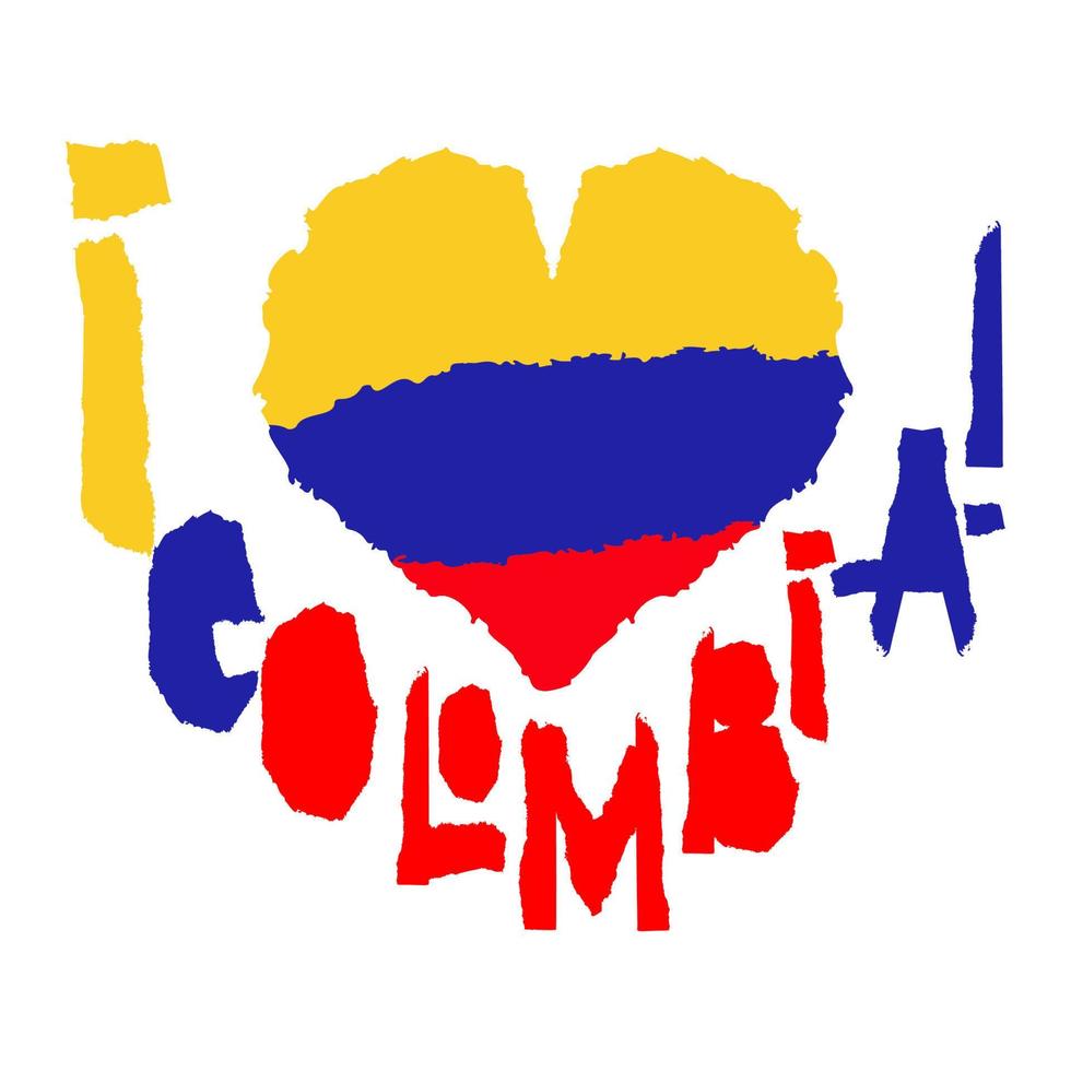 Liebe Kolumbien, Amerika. vintage nationalflagge in der silhouette des herzens zerrissenes papier grunge textur stil. hintergrund des unabhängigkeitstages. gute idee für retro-abzeichen, banner, t-shirt-grafikdesign. vektor