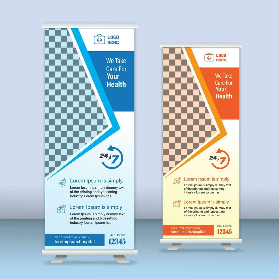 Rollup-Banner-Vorlage, Rollup-Banner für das Gesundheitswesen, medizinische X-Banner-Vorlage vektor