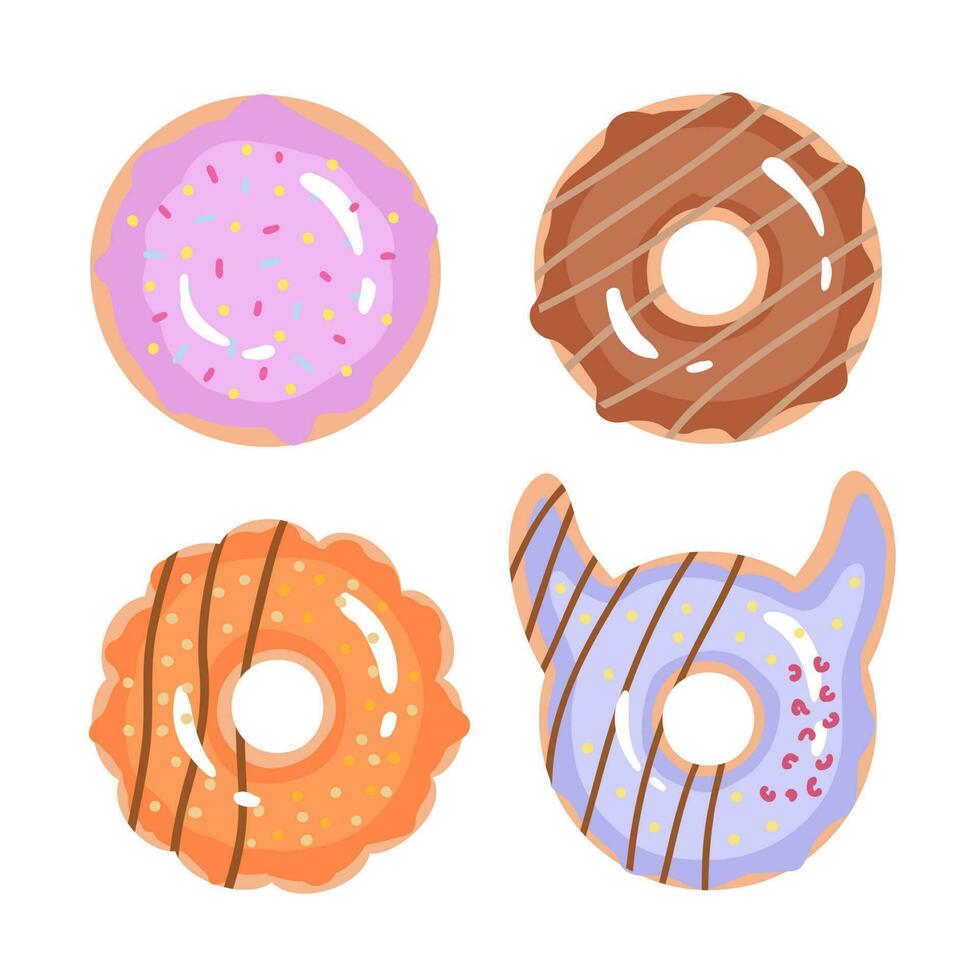 Donut mit Hörnern, klassischer Donut mit Schokolade, Dessert für Kinder. Illustration für Hintergründe, Cover und Verpackungen. Bild kann für Poster und Textilien verwendet werden. isoliert auf weißem Hintergrund. vektor