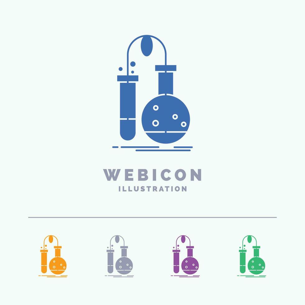 testen. Chemie. Flasche. Labor. Wissenschaft 5-farbige Glyphen-Web-Icon-Vorlage isoliert auf Weiß. Vektor-Illustration vektor