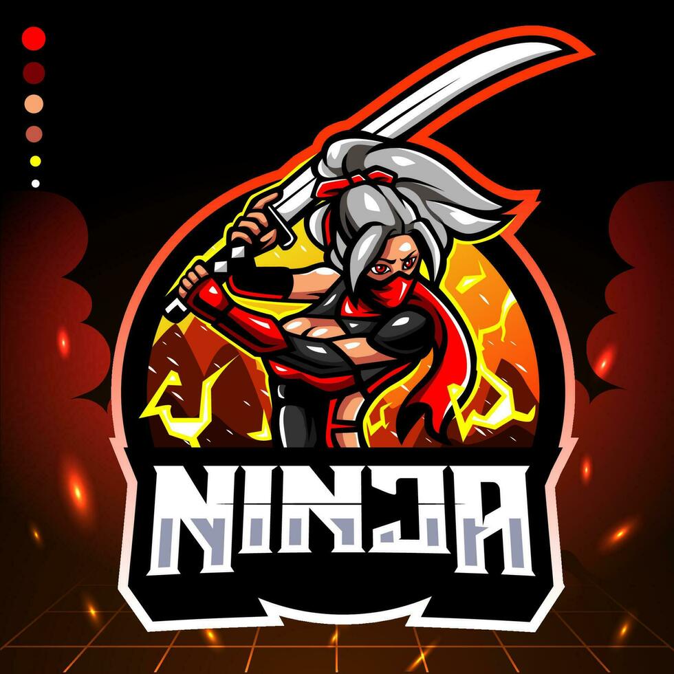 ninja flickor maskot. e sporter logotyp design vektor