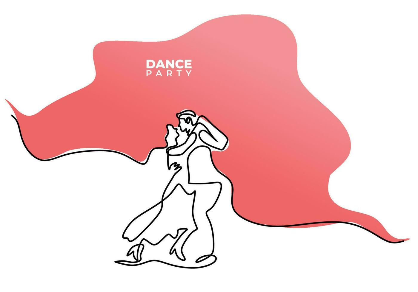 eine durchgehende einzelne Linie der Tanzparty isoliert auf weißem Hintergrund vektor