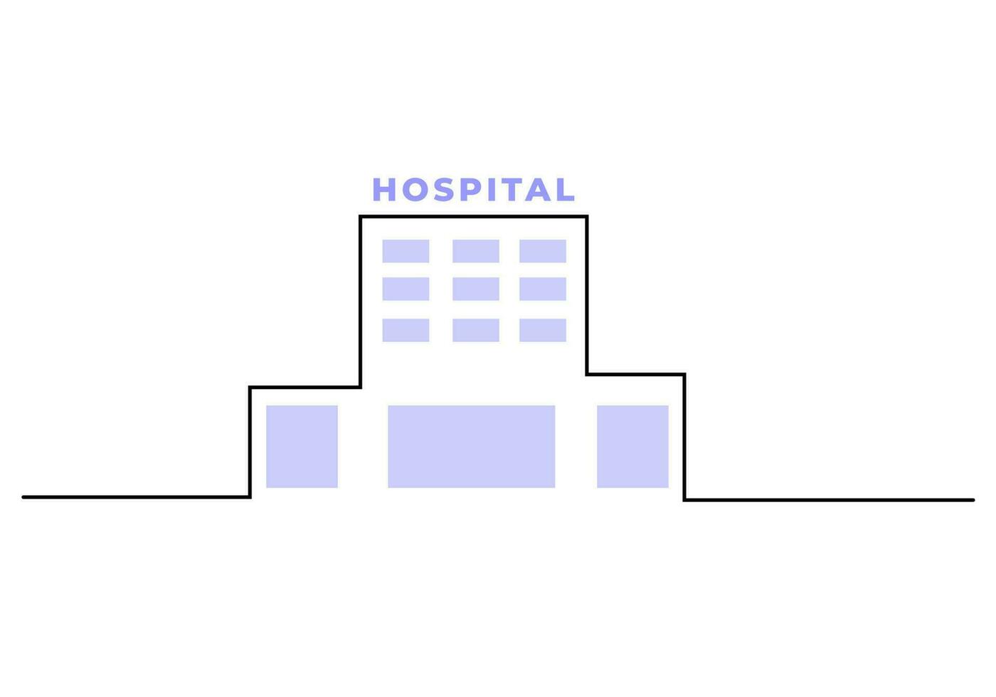 ett kontinuerlig enda linje av upprättande exteriörer sjukhus vektor