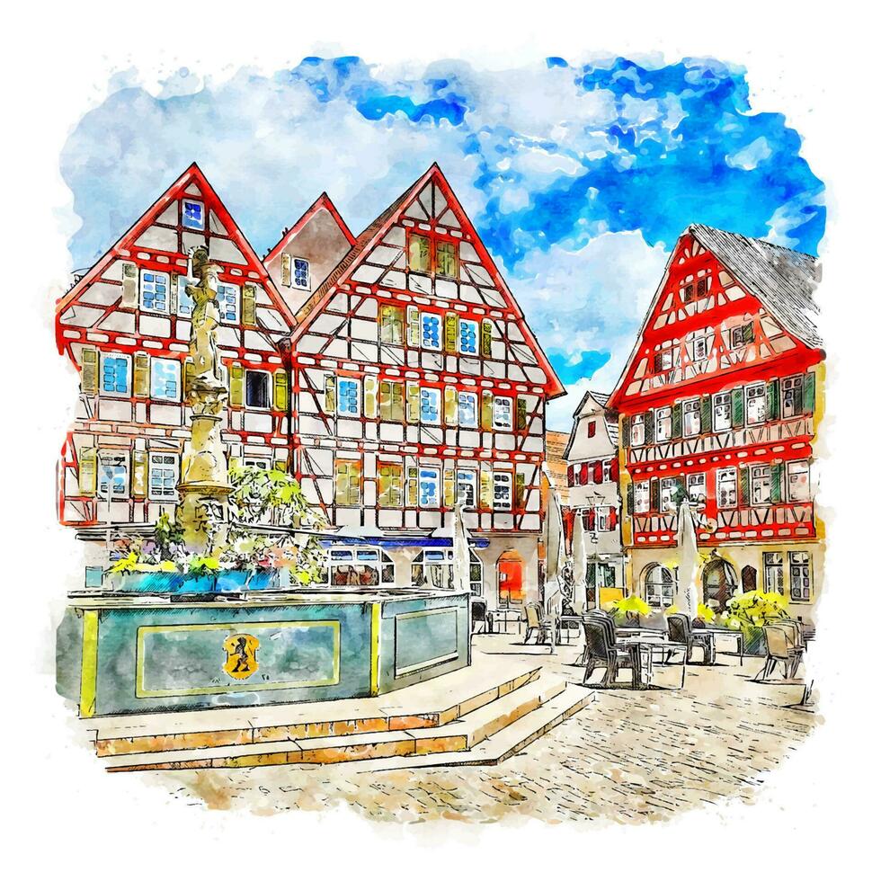 leonberg deutschland aquarell skizze handgezeichnete illustration vektor