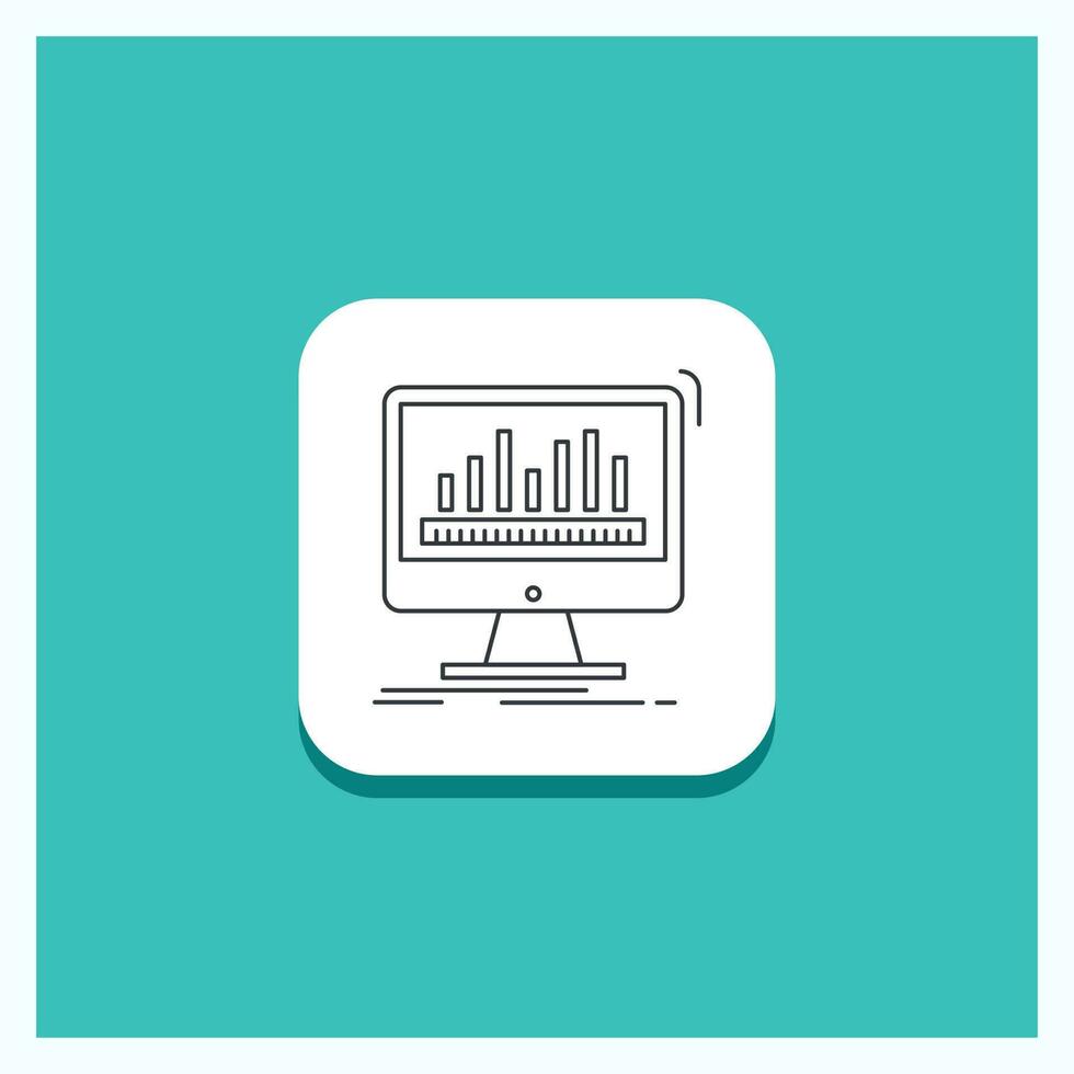 runda knapp för analyser. bearbetning. instrumentbräda. data. statistik linje ikon turkos bakgrund vektor