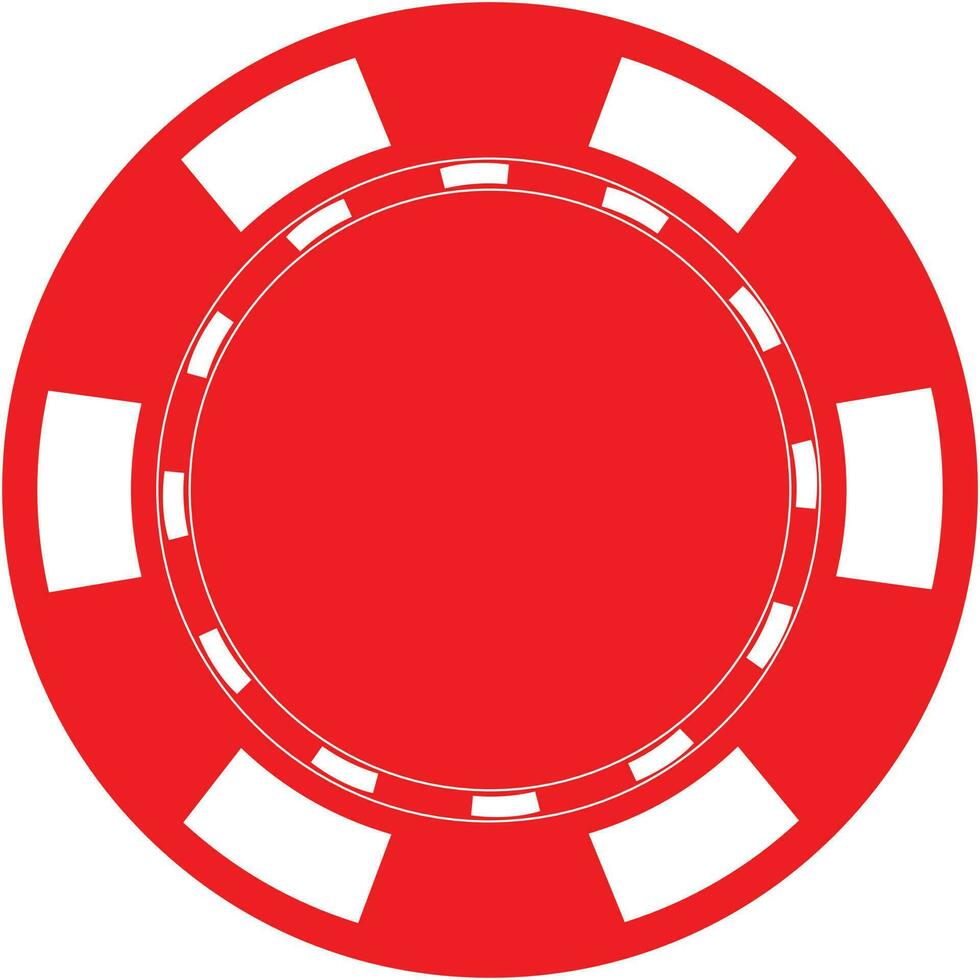 röd poker chip på vit bakgrund. enda röd kasino chip symbol. platt stil. vektor