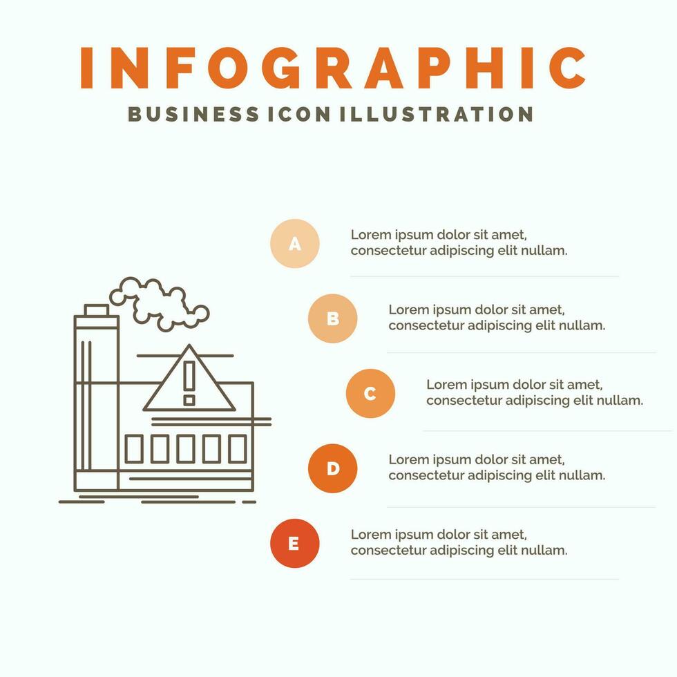 förorening. fabrik. luft. varna. industri infographics mall för hemsida och presentation. linje grå ikon med orange infographic stil vektor illustration