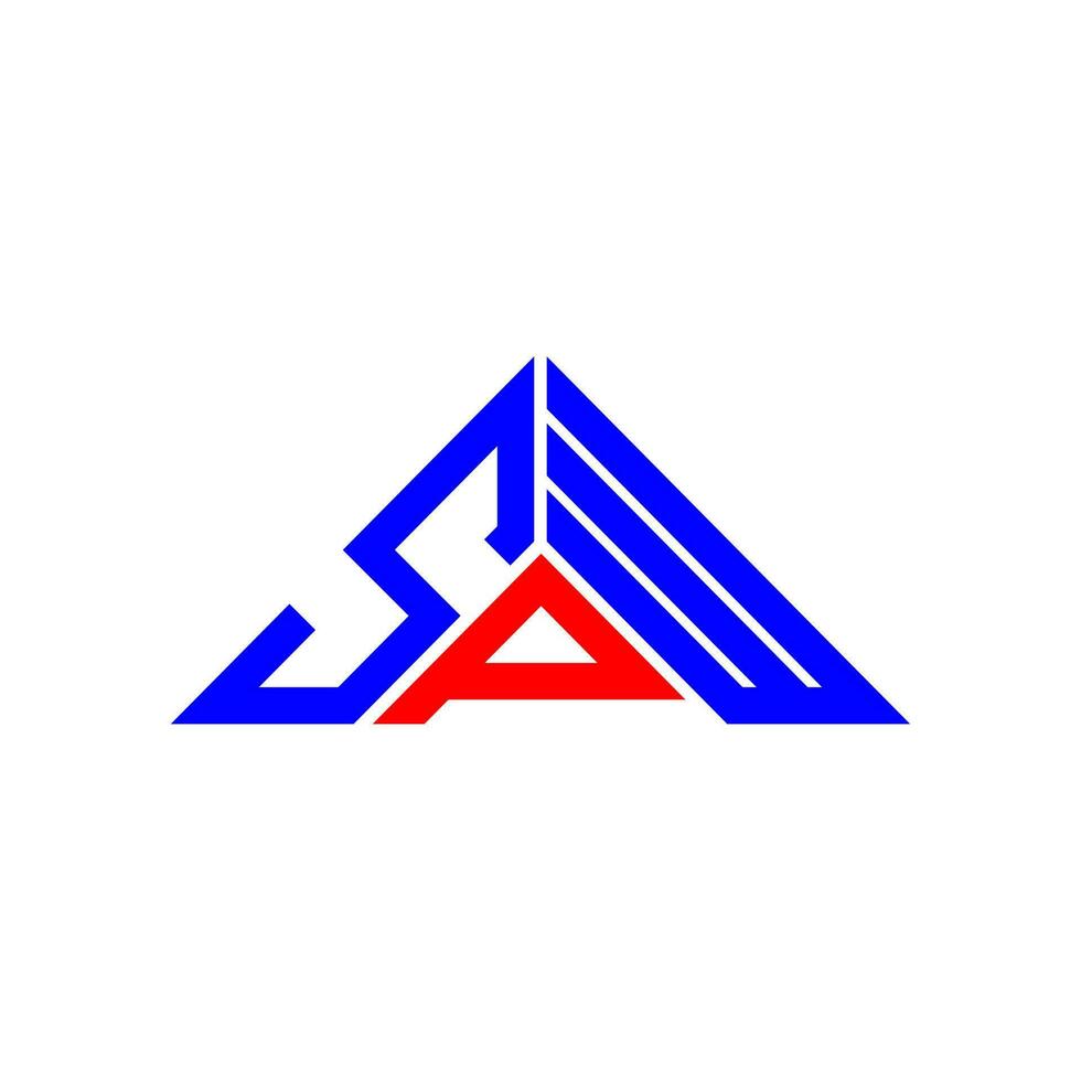 spw Brief Logo kreatives Design mit Vektorgrafik, spw einfaches und modernes Logo in Dreiecksform. vektor