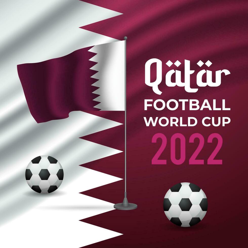 värld fotboll mästerskap baner mall med qatar nationell flagga illustration vektor