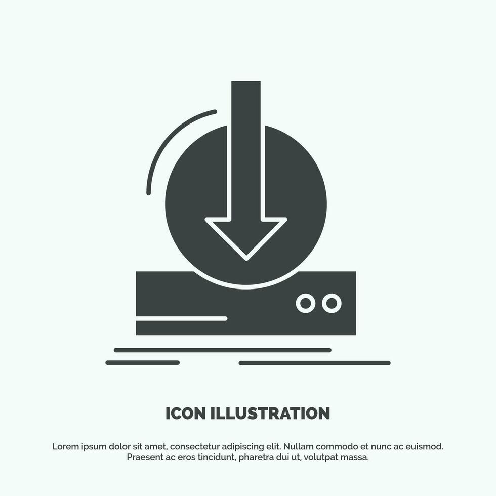 tillägg. innehåll. dlc. ladda ner. spel ikon. glyf vektor grå symbol för ui och ux. hemsida eller mobil Ansökan