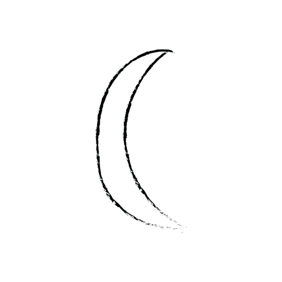 Doodle-Kosmos-Illustration im kindlichen Stil. hand gezeichneter abstrakter raumhalbmond. vektor