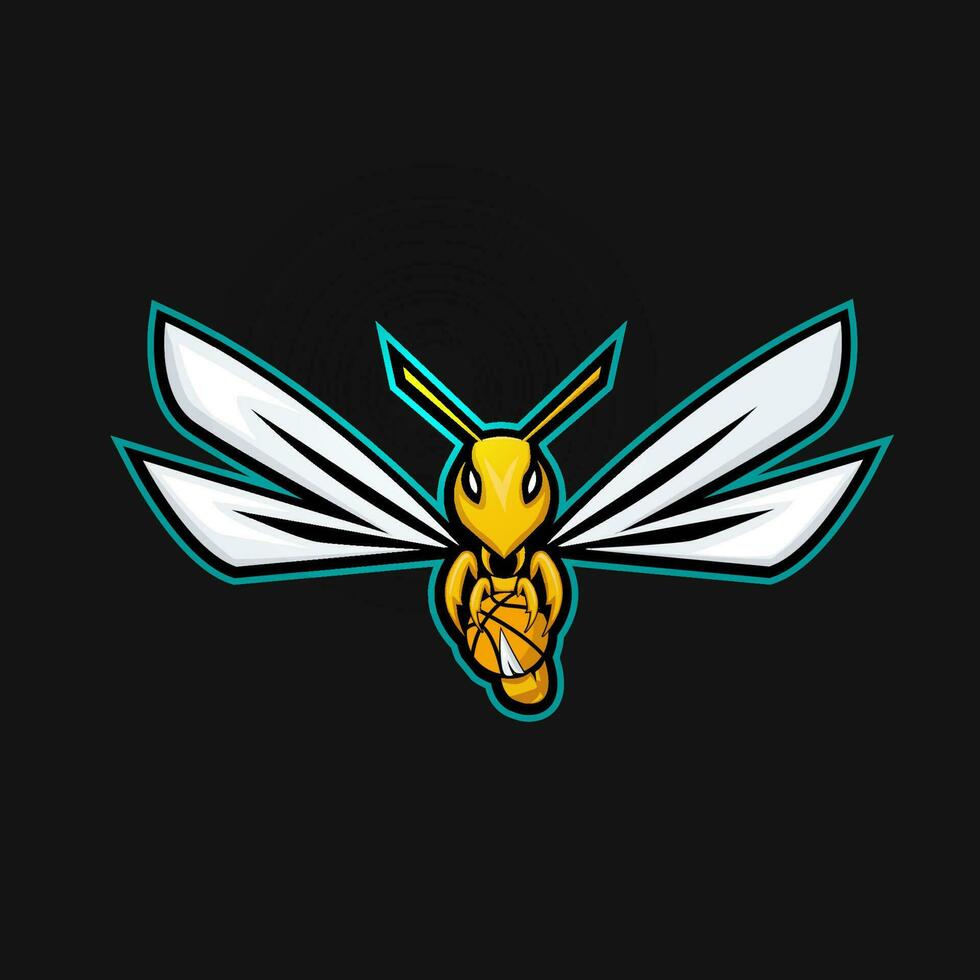 basketboll team logotyp mall med hornets vektor illustration