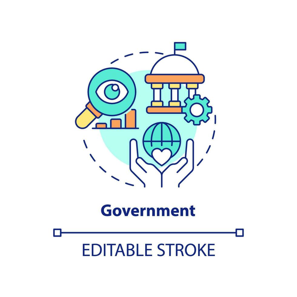 Regierungskonzept Symbol. große datenanwendung abstrakte idee dünne linie illustration. Verbesserung der Arbeit im öffentlichen Dienst. isolierte Umrisszeichnung. editierbarer Strich. vektor