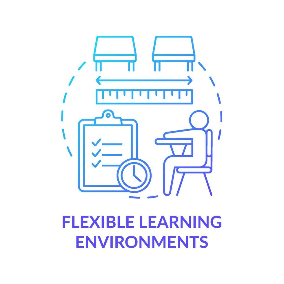 flexibel inlärning miljöer blå lutning begrepp ikon. personlig skola utbildning program abstrakt aning tunn linje illustration. isolerat översikt teckning. vektor