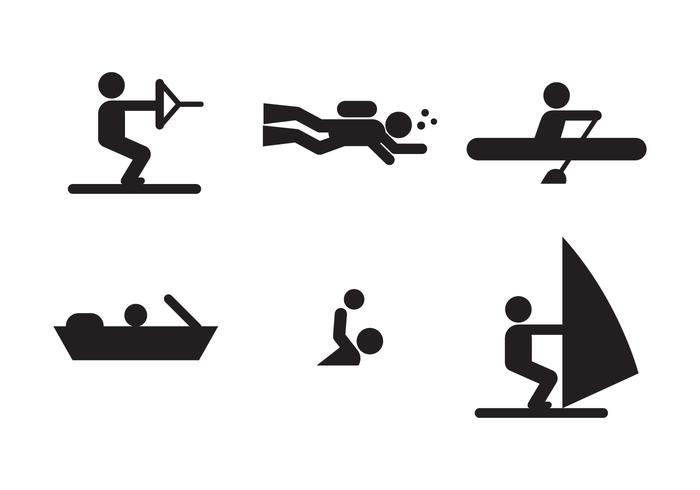 Vattensporter ikoner vektor