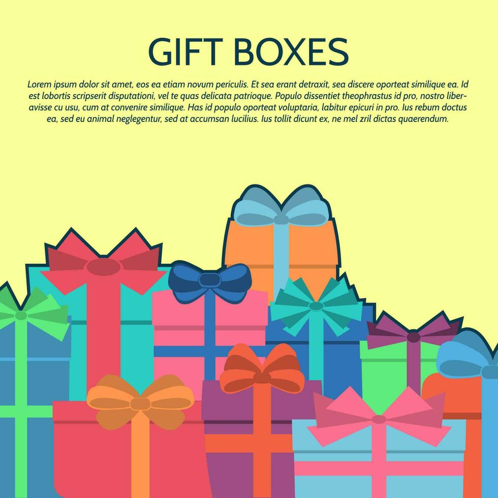 bakgrund med en färgrik gåva lådor. vektor illustration.