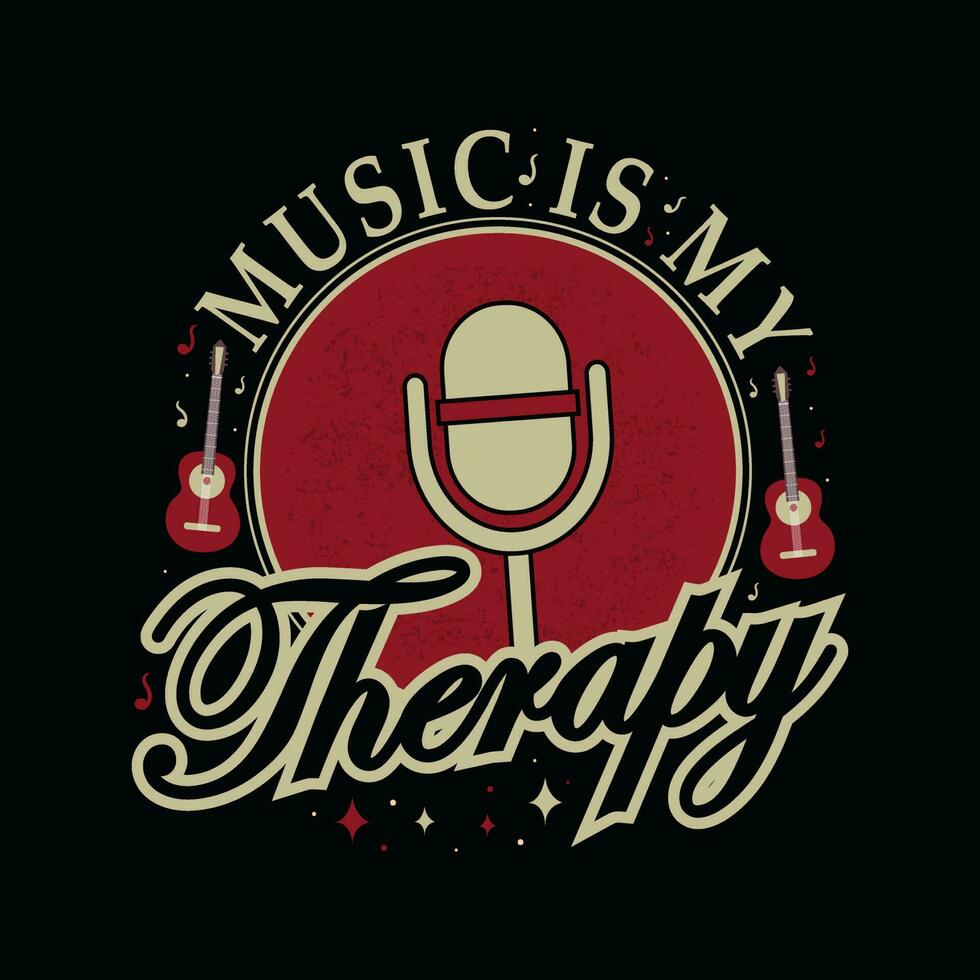 musik är min terapi. musik affisch med ord musik är min helande. modern text slogan t- skjorta design. vektor