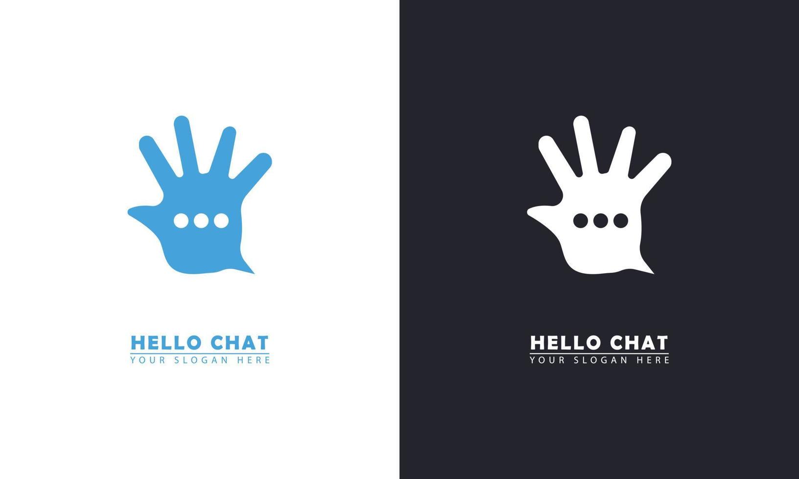 abstraktes Chat-Vektor-Logo-Symbol mit offener Hand vektor