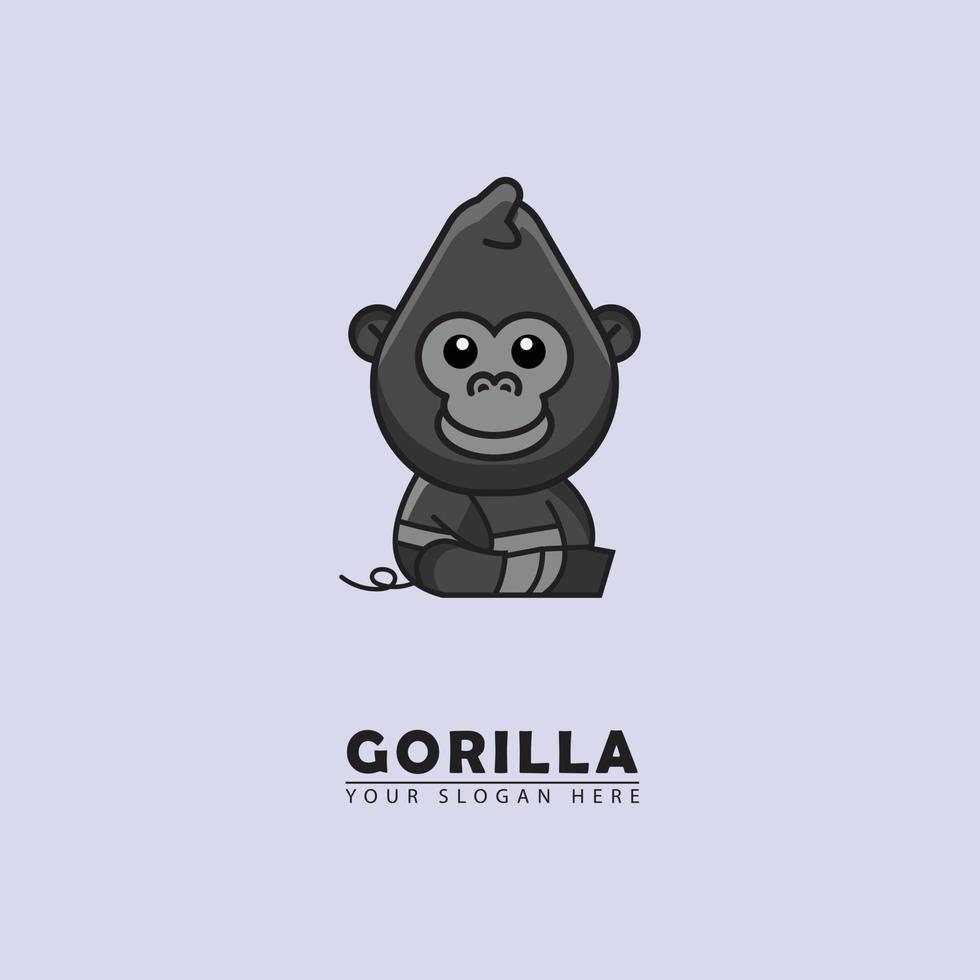 abstraktes Vektor niedliches kleines Gorilla-Logo-Symbol.