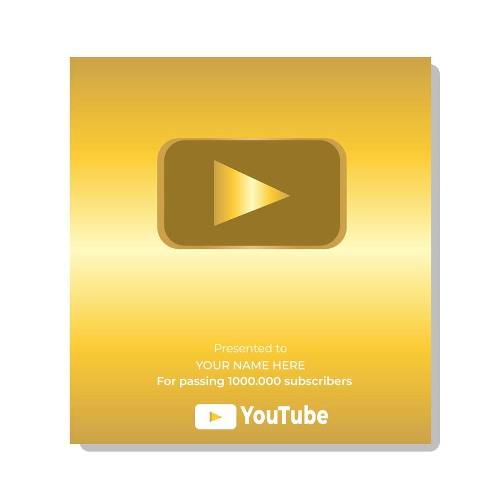 goldener youtube-abonnent-play-button-illustrator. kann für soziale Medien, Websites, Unternehmen und Druck verwendet werden vektor