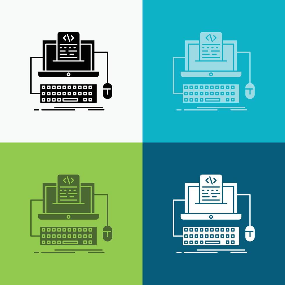 Code. Kodierung. Computer. Monoblock. Bildschirmsymbol über verschiedenen Hintergrund. Design im Glyphen-Stil. entwickelt für Web und App. eps 10-Vektorillustration vektor