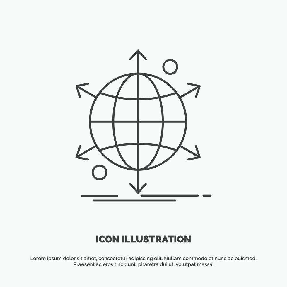Geschäft. International. Netz. Netzwerk. Web-Symbol. Linienvektor graues Symbol für ui und ux. Website oder mobile Anwendung vektor